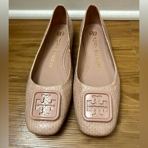 Tory Burch Squared Ballet Flats Croc Nude Size 7